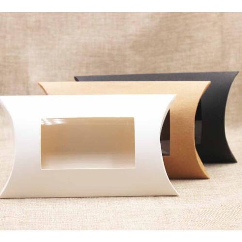 DIY large pilllow gift box with clear pvc window.Merchandise products display pillow window box .paper gift pvc window box 20pcs