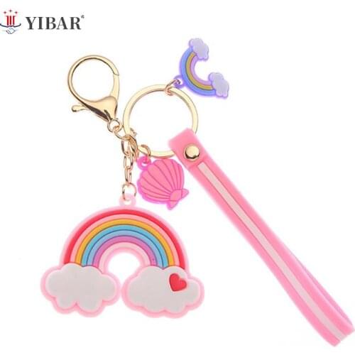 Cute Rainbow Cartoon Fairy Figure Doll Key Chain For Woman Bag Childrens Book Backpack Keychain Charm Jewelry