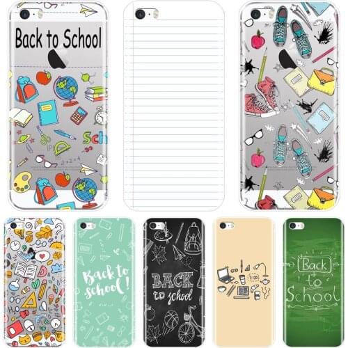 TPU Back Cover For iPhone 5 S 5C 5S SE Book School Yellow Green Black Text White Soft Silicone Case For iPhone 4 S 4S Phone Case