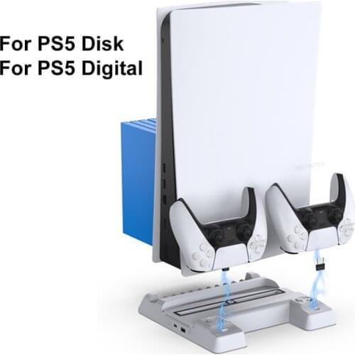 For PS5 Gamepad Dual Controller Charge Console Vertical Cooling Fan Stand Fast Charging Dock Cooler For SONY Playstation5 Disc/D