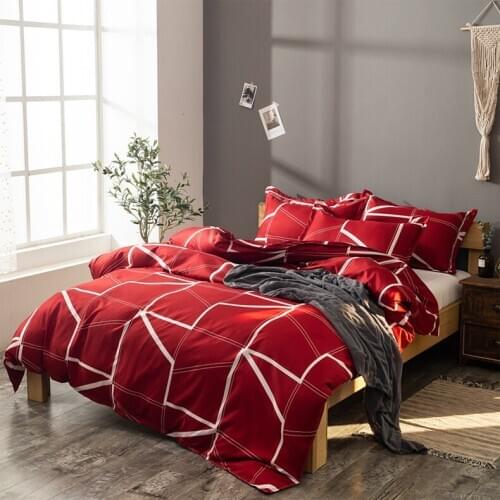 Home Textile Modern White stripe Duvet Covers pillowcase 6 Color Single Full Queen Double King Comforter Quilt Cover 2/3pcs Set