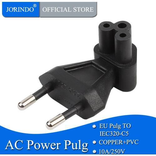 JORINDO EU TO IEC320 C5 Power conversion plugs ,European 2 Pin Male to IEC 320 C5 Right Angle Power adapter
