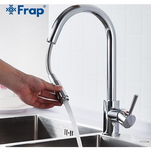 Frap Nickel Brushed Kitchen Sink Faucet Brass 360 Rotation Pull Out Purifed Water Outlet Spray Mixer Tap Single Handle Y40070