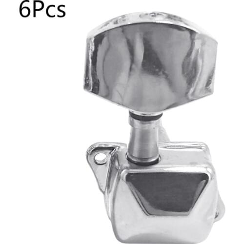 6PCS Guitar String Tuning Peg Metal Semi-Closed Button Tuner for Electric Guitar R66E