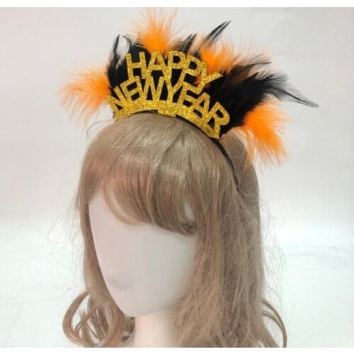 Feather Headband New Year Tiara Christmas Hair Hoop Christmas Headdress Novelty Photo Props Party Hair Supplies