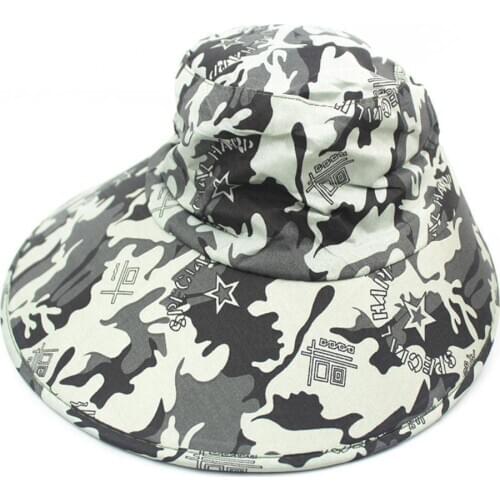 Unisex Camo Anti-UV Breathable Wide Brim Outdoor Fishing Hat with Face Neck Flap