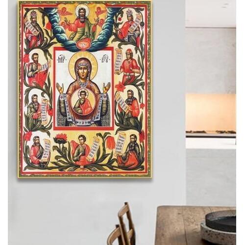 Canvas Painting Religion Virgin and Child Wall Art Picture Prints and Poster Portrait Icon Sacred Home Decor Picture Painting