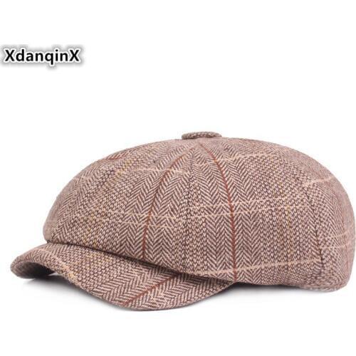 XdanqinX Unisex British Retro Newsboy Caps Fashion Literary Style Womens Sports Cap Couple Hats Men Cotton Beret Snapback Cap