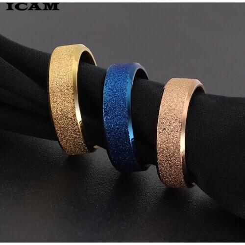 ICAM Classic Simple Matte Narrow/Wide Ring Titanium Steel for Women Trendy Tail Ring Silver/Rose Color Wedding Band Jewelry Gift