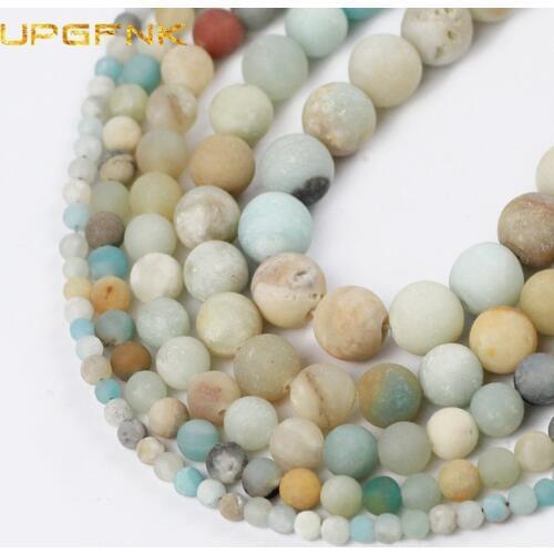 UPGFNK Matte Amazonite Natural stone Round Loose Spacer beads For Jewelry making bracelet necklace accessories DIY 4/6/8/10/12MM