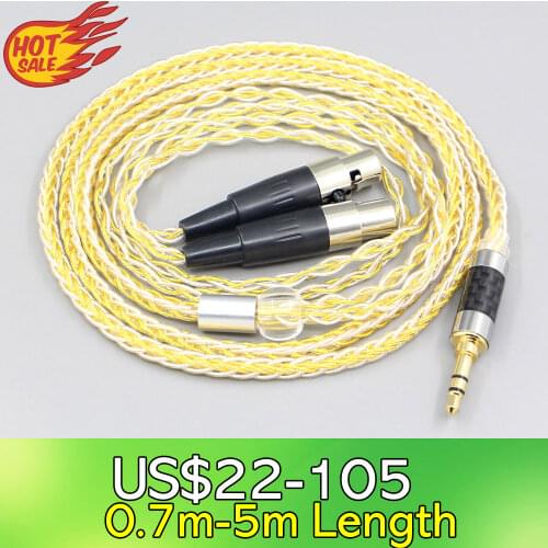 LN007330 8 Core Silver Gold Plated Earphone Cable For Audeze LCD-3 LCD-2 LCD-2C LCD-4 LCD-X LCD-XC LCD-4z LCD-MX4 LCD-GX
