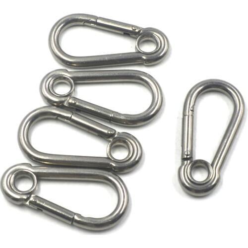 M7 Secure Lock 304 Stainless Steel 70mm Hook Carabiner Eyelet Pack of 5