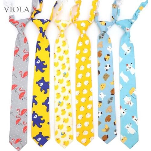 Lovely Cartoon Duck Dog Bear Elephant Boys Girls Kids Elastic Necktie Cotton Children Cute 7cm Print Animal Party Daily Bow Ties