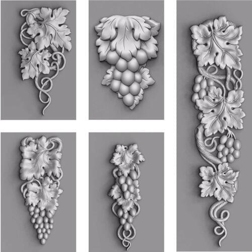 3d STL Model for CNC Router Engraver Carving Machine Relief Artcam Aspire "5Pcs Grape Decor Set" CNC files