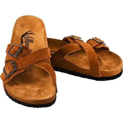 Moosefield Open-toed Womens Genuine Leather Brown Color Slippers MD-47MMF Spring summer season 2020 new design