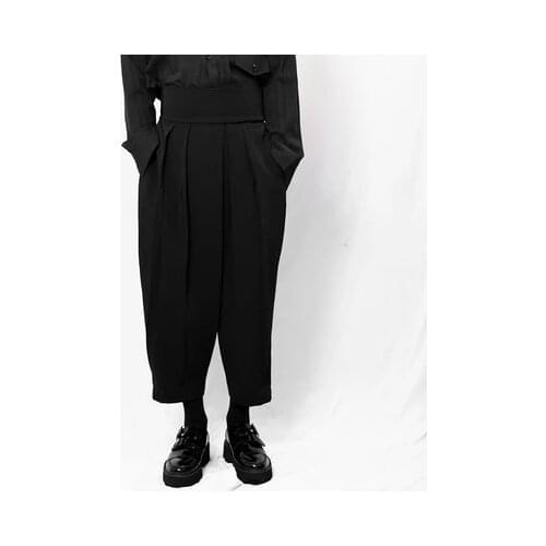 Philosophy style new style Yamamoto style casual pants nine minutes dark harem pants loose magic paste waist