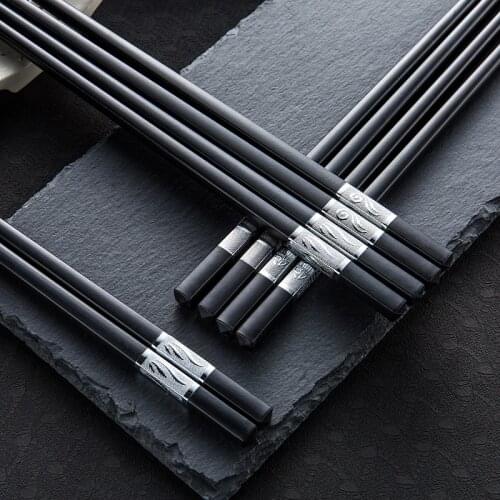 1 Pair Chinese style chopsticks tableware food stick alloy Catering utensils sushi sticks Non-slip Household Kitchen Utensils