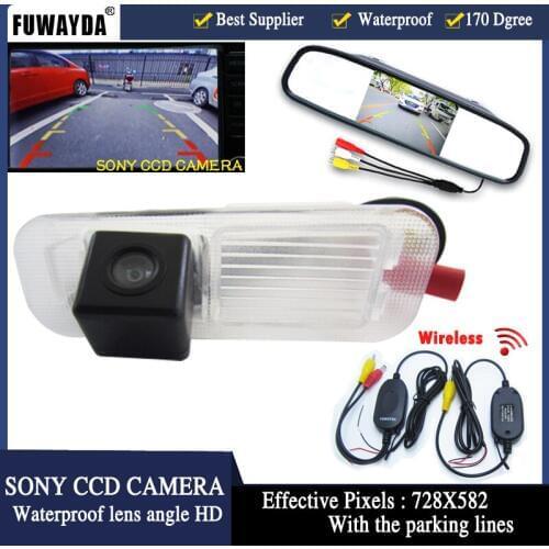 FUWAYDA CCD Parking Monitors,LED Night Vision 170 Car Rear View Camera 4.3"Car Rearview Mirror Monitor for Kia K2 RIO Sedan SONY