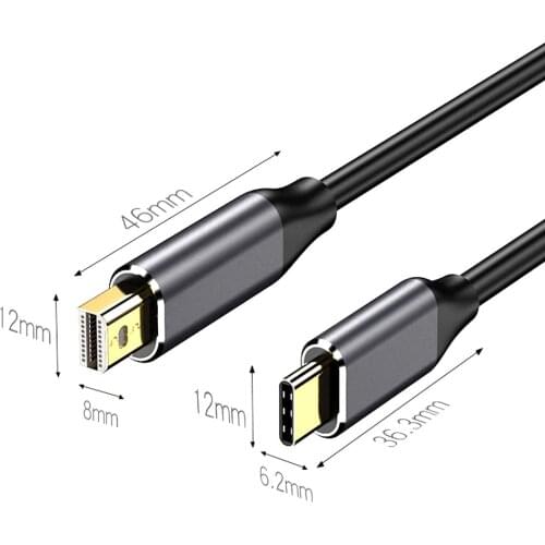 USB Type C 3.1 to Mini DisplayPort Cable DP 4K 60HZ HDTV Converter Adapter for Macbook HuaWei Mate 10 Sansung S8