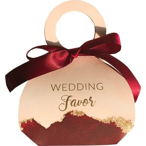 30pcs Best Wish Gift Packaging Candy Paper Bag For Wedding Bridesmaid Souvenirs Gift Box Cake Paper Bags with Handle Bow Ribbon