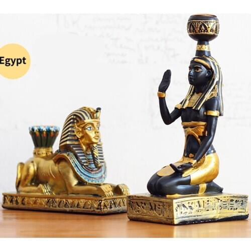 ANCIENT EGYPT ANUBIS CANDLEHOLDER ART SCULPTURE SPHINX GODDESS FIGURINE CREATIVE RESIN CRAFTS DECORATIONS FOR HOME R3701