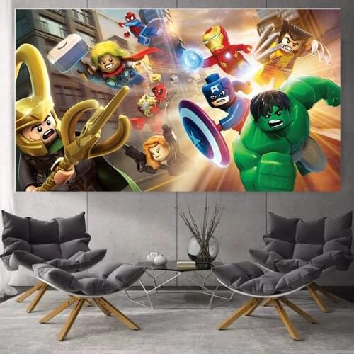 Marvel Avengers Anime Canvas Painting Superhero Iron Man Hulk Poster Nursery Posters Prints Wall Art Picture for Home Room Decor