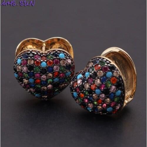 MHS.SUN Luxury Heart Shape Earrings With AAA Cubic Zirconia Wedding Earring Moscia CZ Earrings for Women Jewelry 1Pair/lot