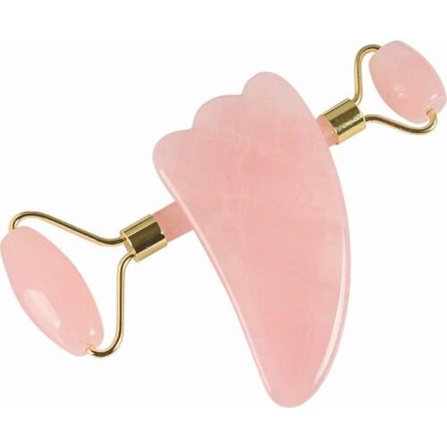 Rose Quartz Roller Lifting Tool Slimming Face Massager Natural Jade Facial Massage Roller Stone Skin Massage Beauty Care Set Box