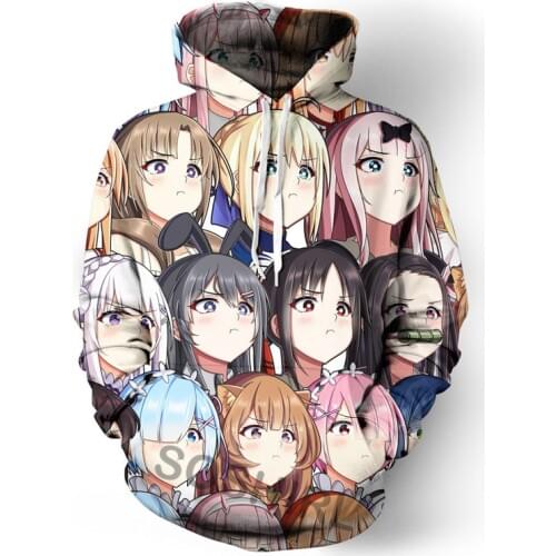 SOSHIRL Cute Anime Girl Pout Hoodies Funny Kawaii Lovers Hoody Unisex Winter Streetwear Harajuku Classic Pullovers Tops