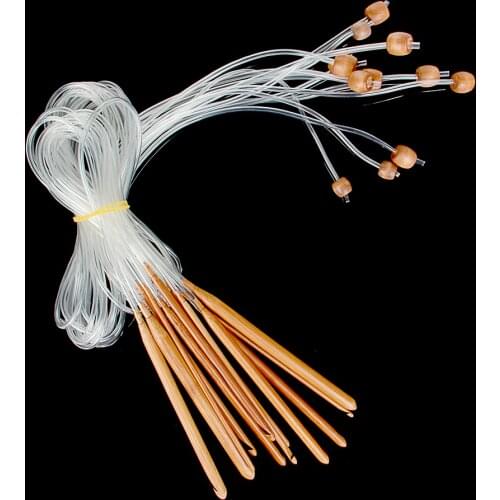 12pcs Carbonized Natural Bamboo Afghan Tunisian Carpet Crochet Hooks Set Carpet Rug Weave Knitting Needles