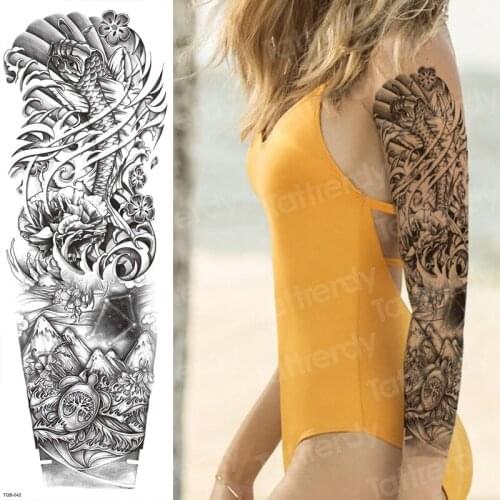 Large Arm sleeve Tattoo Waterproof temporary tattoo Sticker Squid lotus Men Full Flower Tatoo Body Art tattoo girl fake tattoo