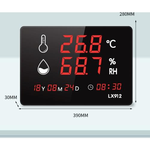 Thermometer Outdoor With Wall-Mounted Alarm Clock Temperature Sensor With Probe For Wine Cellar