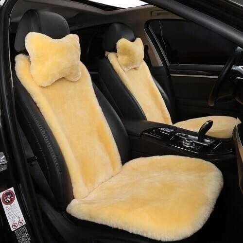 100% Natural Fur Sheepskin Universal car seat Covers for seat Cushion Accessories Automobiles, 3 Pack for 1 Front seat