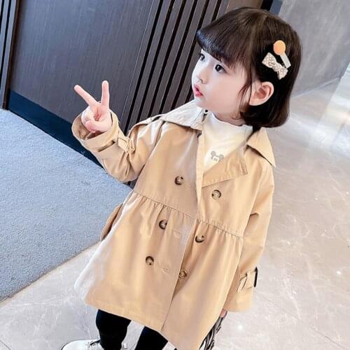 Toddler Girls Windbreaker Solid Color Girl Long Coats Kids Spring Autumn Childrens Jackets Casual Style Childrens Clothing Gir