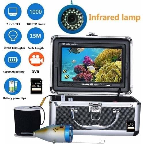 7" Inch DVR Recorder 1000tvl Underwater Fishing Video Camera Kit 30 PCS LED Infrared Lamp Lights Video Fish Finder