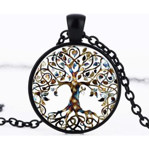 SUTEYI Vintage Tree Of Life Statement Necklace Art Photo Glass Cabochon Pendant Long Necklaces Women Jewelry Gift