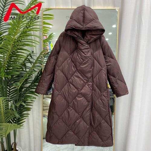 2021 New Winter Duck Down Jacket Women Ultra Light Long Warm Puffer Coat Female Hooded Down Parka Casual Loose Snow Outerwear