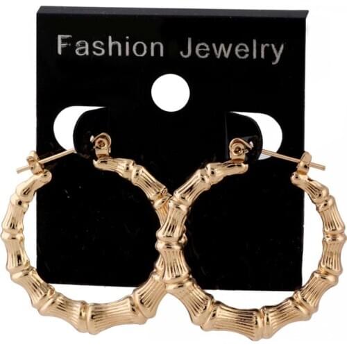 Trendy Exaggerated Round Circle Hoop Earring Bamboo Joint Loop Earrings for Women Gold Silver Color Classic Jewelry Gifts