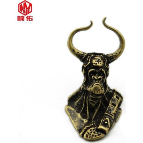 1PC EDC Paracord Beads Tauren Chiefs Retro Brass Copper Lanyard Pendants Knife Beads Umbrella Rope Cord Necklace Bracelet Beads