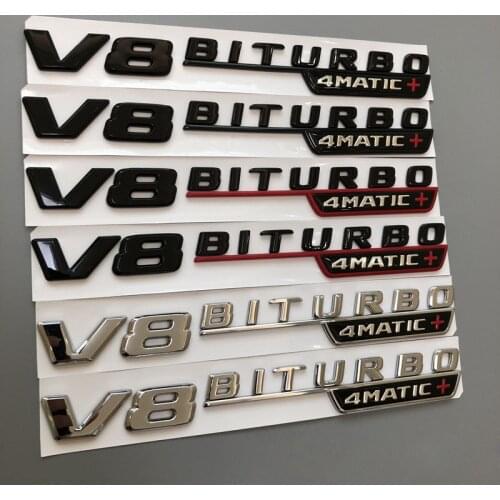 2pcs V8 BITURBO 4matic+ Car Fender Emblem Sticker For Mercedes Benz AMG W117 Cla45 W205 C63 W212 E63 W207 W176 A45 X156 Gla45