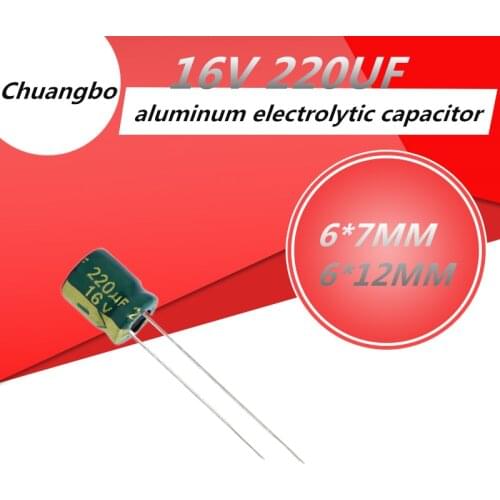 20pcs 16V 220UF Low ESR/Impedance high frequency aluminum electrolytic capacitor size 6*7 6*12MM 220UF 16V 20