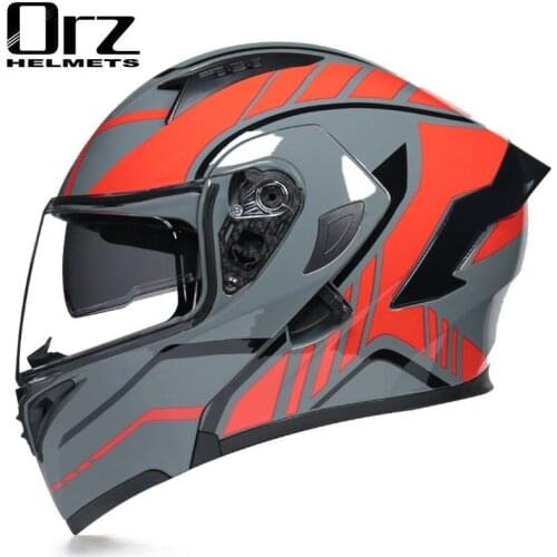 2021 Latest Motorcycle Helmets Modular Dual Lens Motocross Helmet Full Face Safe Helmet Flip Up Moto Bike Helmets Motocross