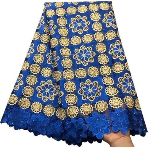 2021 High Quality African Guipure Cord Lace Fabric Hollow Out Nigerian Water Soluble Cord Laces With Stone For Party Sew FD04-8