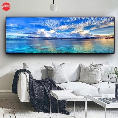 5D DIY Diamond Painting Natural scenery, blue sky, ocean Hot selling home art cross stitch full squareround diamond embroidery