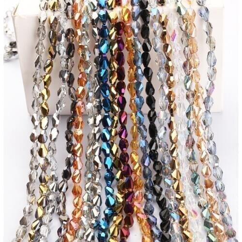 Austria Glass Drop Pendant 4*8/6*9/8*12mm Crystal Plated Beads China Beading Wholessale In Bulk Jewelry DIY Making Accessories