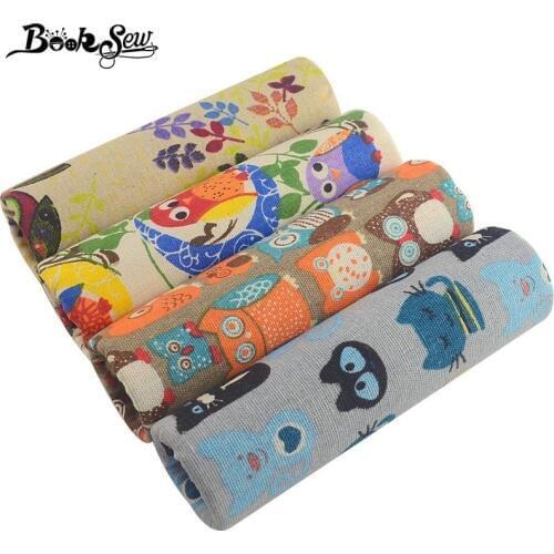 Boosew Cotton Linen Fabric Birds Pattern Canvas Fabric 4PCS 45x45cm DIY Sewing Cushion Curtain Tablecloth Tela Por Metro Patches
