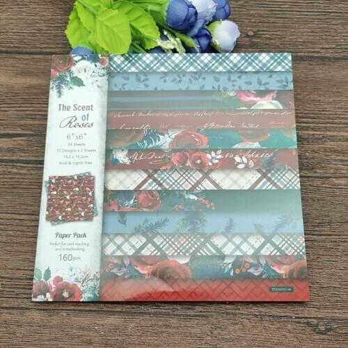24 sheet 6"X6"the scent roses patterned paper Scrapbooking paper pack handmade craft paper craft Background pad