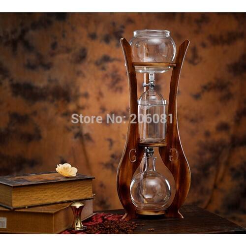 Doulbe valve water drip coffee maker/ice drip coffee maker/ice drip colf brewer/Dripper coffee maker 1000cc ,wood pillar