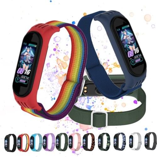 Scrunchie Nylon Strap for Xiaomi Mi Band 6 5 4 3 Adjustable Elastic Nylon Solo Loop Bracelet Correa Mi Band5 Mi Band 4 Mi 3