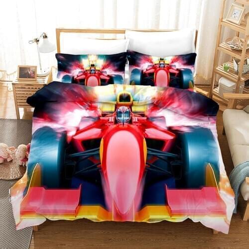 F1 Cycle Racing 3D Design Bedding Cover Set Quilt Duvet Cover Pillowcases Bed Linens Set 2-3PCS Twin Queen King Size